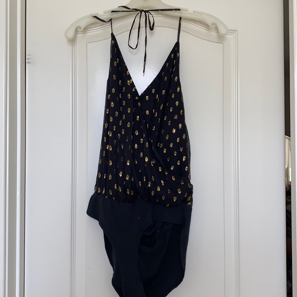 Sparkle & Fade black halter bodysuit NWT